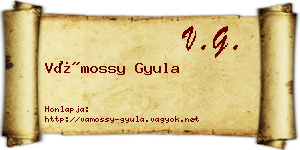 Vámossy Gyula névjegykártya